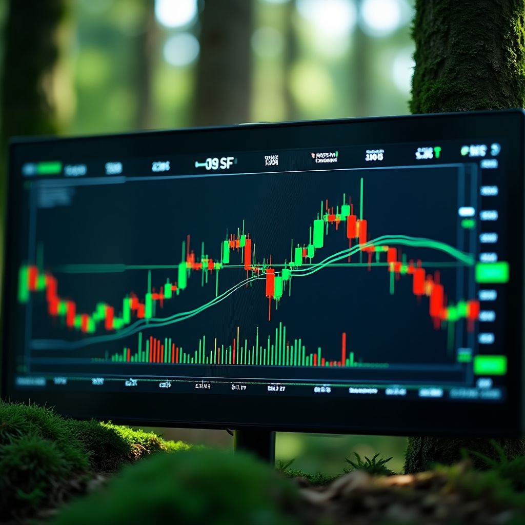 Gráfico de análisis de mercado con tendencias ascendentes.